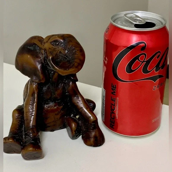 Vintage Mid Century Antique Sitting Playful Baby Elephant Figurine Statue